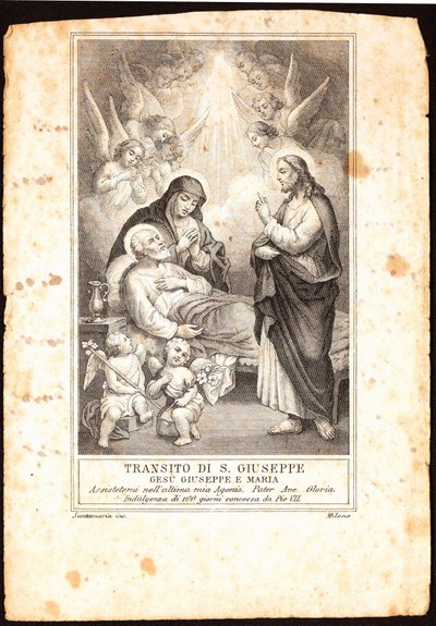 La morte di San Giuseppe. Immagine pia. XIX secolo Collezione privata da Anonymous Anonymous