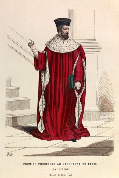 Il primo presidente del Parlamento di Parigi nel XVI secolo sotto il regno di Enrico III, collezione privata da Anonymous Anonymous