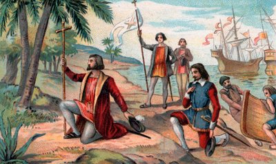 Lo sbarco di Cristoforo Colombo (1451-1506) nel Nuovo Mondo da Anonymous Anonymous