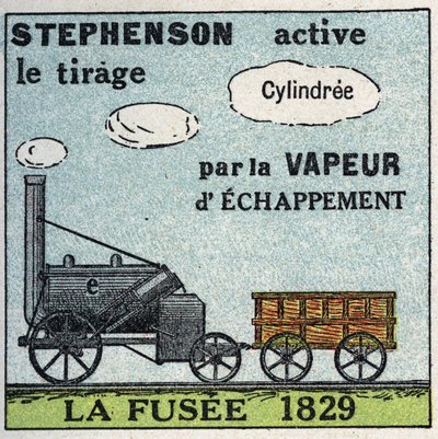 La locomotiva: il razzo inventato da George Stephenson (1781-1848) nel 1829. Illustrazione anonima del 1925. Collezione privata. da Anonymous Anonymous
