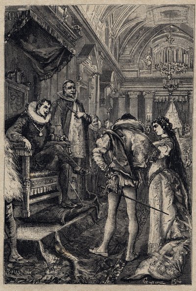 Il matrimonio di Giulia Farnese con Orsino Orsini nella casa di Rodrigo Borgia 1489 - incisione da 