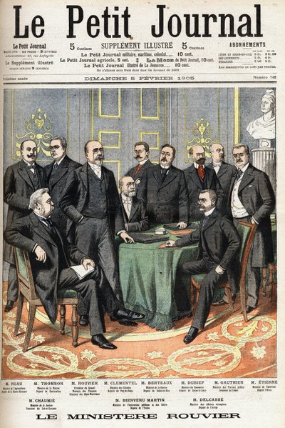 Il ministero di Rouvier: In basso da sinistra a destra: Joseph Ruau (1865-1923), Ministro dell
