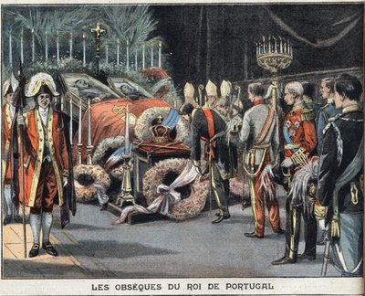 Le esequie del re del Portogallo Carlo I (1863-1908) morto assassinato il 1 febbraio 1908. Incisione dal giornale 
