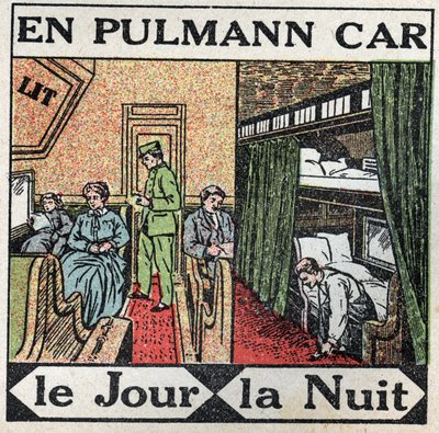 Le ferrovie: interno del vagone Pullman. Illustrazione anonima del 1925. Collezione privata. da Anonymous Anonymous