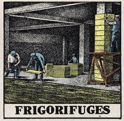 Industria della refrigerazione: frigoriferi. Illustrazione anonima del 1925. Collezione privata. da Anonymous Anonymous
