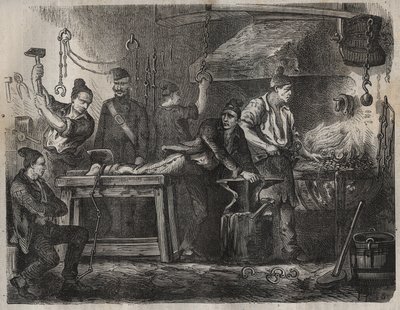 Il trasferimento al bagne di Tolone nel XIX secolo. Incisione in "Histoire des bagnes depuis leur création à nos jours" (1877) di Pierre Zaccone (1817-1895) (Colonia Penale). Collezione privata da Anonymous Anonymous