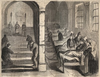 Il viatico al bagne di Tolone nel XIX secolo. Incisione in "Histoire des bagnes depuis leur création à nos jours" (1877) di Pierre Zaccone (1817-1895) (Colonia Penale). Collezione privata da Anonymous Anonymous