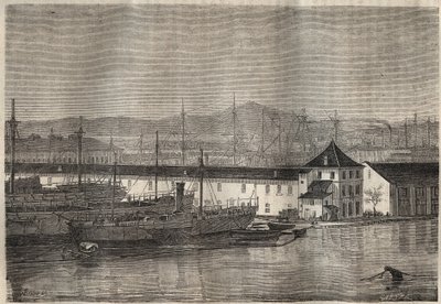 Il bagne di Tolone nel XIX secolo. Incisione in "Histoire des bagnes depuis leur création à nos jours" (1877) di Pierre Zaccone (1817-1895) (Colonia Penale). Collezione privata da Anonymous Anonymous