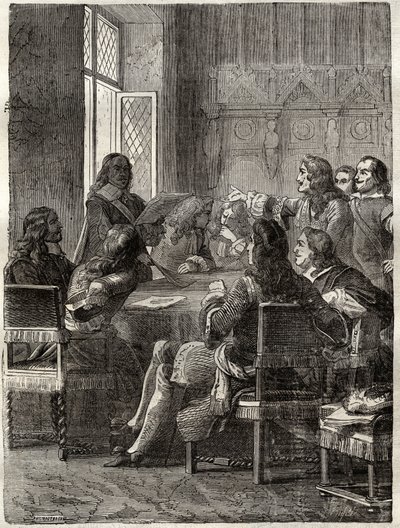 Trattato di Ryswick (30 ottobre 1697) (fine della Guerra della Lega di Augusta tra Luigi XIV e la Grande Alleanza). Incisione del XIX secolo. Collezione privata da Anonymous Anonymous