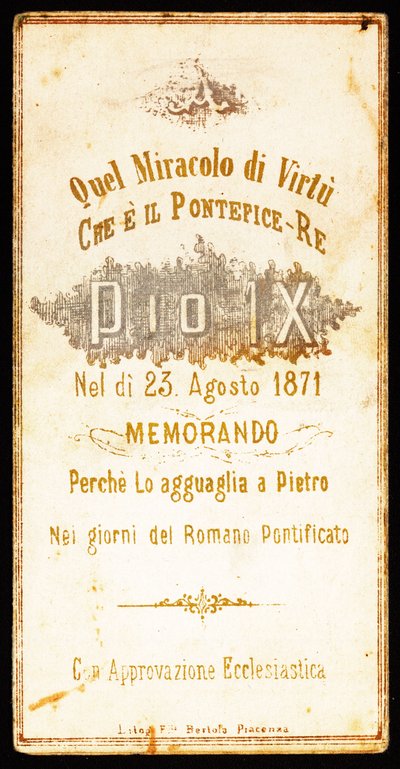 Omaggio a Papa Pio IX Immagine pia. XIX secolo Collezione privata da Anonymous Anonymous