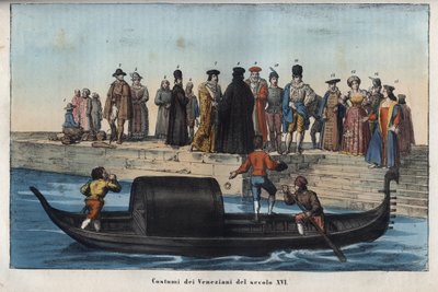 Costumi veneziani del XVI secolo - incisione da "Usi e Costumi di Tutti i Popoli dell