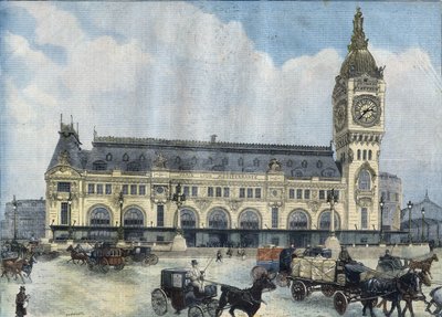 Veduta della Gare de Lyon a Parigi nel 1902. Incisione in "Le Peute Parisien" da Anonymous Anonymous