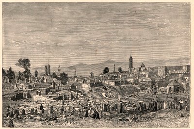 Veduta della città di Erzurum in Armenia (ora Turchia). Incisione in 