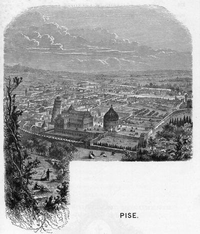 Veduta della città di Pisa, Italia. Incisione del 1859 in 