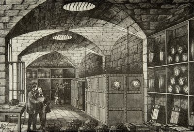 Cantine del tesoro della Banca di Francia nel XIX secolo, incisione da Anonymous Anonymous