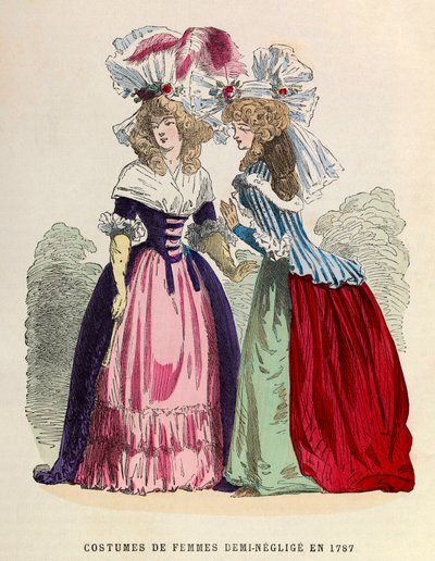 Costumi femminili semi-negligé nel 1787 - collezione privata da Anonymous Anonymous