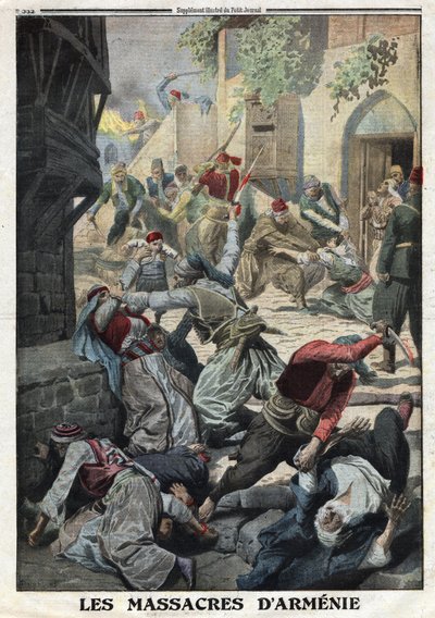 Prima Guerra Mondiale, Genocidio Armeno, Distruzione della popolazione armena da parte dei turchi ottomani, Illustrazione dal giornale francese 