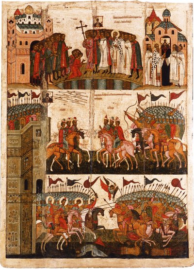 Battaglia tra i Novgorodiani e i Suzdaliani, metà del XV secolo da Anonymous Russian icon painter