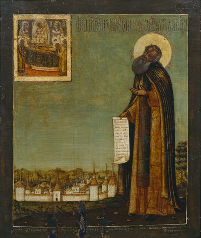 San Cirillo del Lago Bianco con vista del Monastero di Kirillo-Belozersky, XVIII secolo da Anonymous Russian icon painter