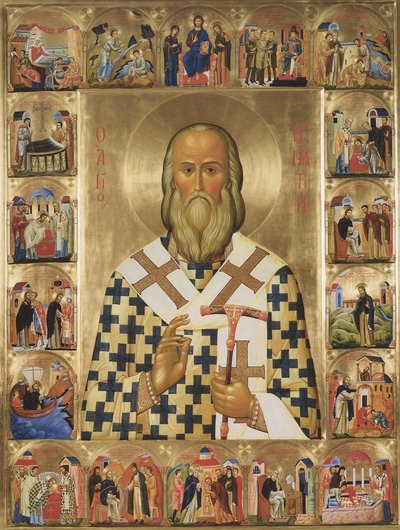 San Ignazio Brianchaninov con scene della sua vita da Anonymous Russian icon painter