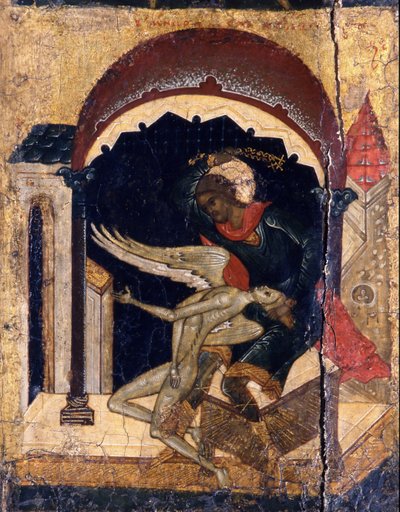 San Niceta che sconfigge Satana (dettaglio), XVI secolo da Anonymous Russian icon painter