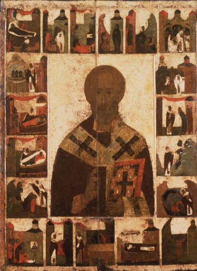 San Nicola con scene della sua vita, XIV secolo da Anonymous Russian icon painter