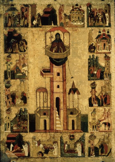 San Simeone lo Stilita con scene della sua vita, XVI secolo da Anonymous Russian icon painter