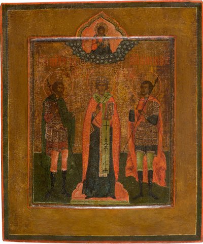 Santi Menas, Nikita di Novgorod e Giovanni il Guerriero da Anonymous Russian icon painter