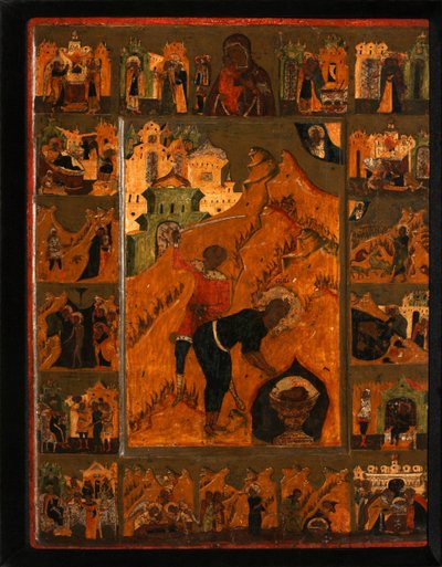 La decapitazione di San Giovanni Battista con la Madre di Dio Feodorovskaya, inizio XVII sec. da Anonymous Russian icon painter