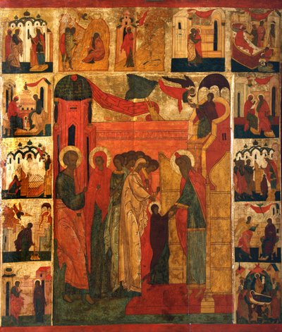 Ingresso della Santissima Theotokos nel Tempio, XVI secolo da Anonymous Russian icon painter