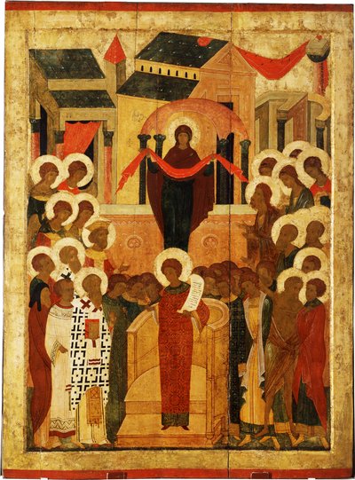 La protezione della Madre di Dio Pokrov, seconda metà del XV sec. da Anonymous Russian icon painter