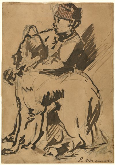 Un ragazzo che tiene il suo cane da Anonymous artist after Edouard Manet