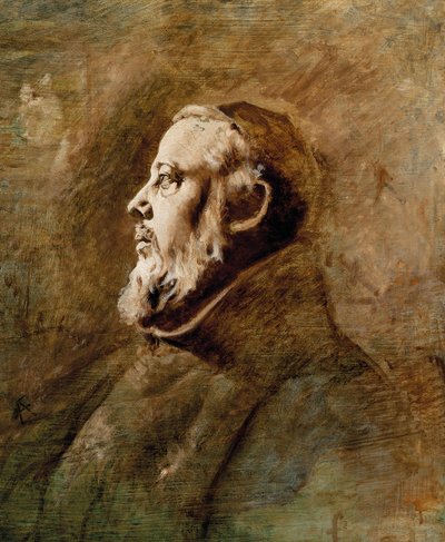 Ritratto di un monaco in profilo da Anselm Feuerbach