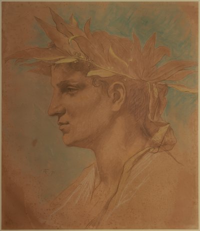 Testa maschile incoronata di alloro da Anselm Feuerbach