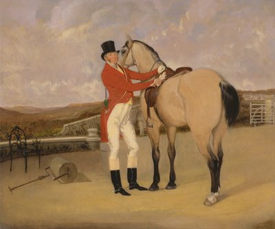 James Taylor Wray della Bedale Hunt con il suo cavallo dun da Anson Ambrose Martin