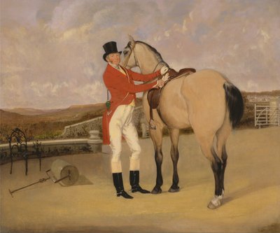 James Taylor Wray della Bedale Hunt con il suo cavallo dun da Anson Ambrose Martin