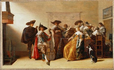 Scena di società (pittura su legno di quercia) da Anthonie (1601-73) Palamedesz