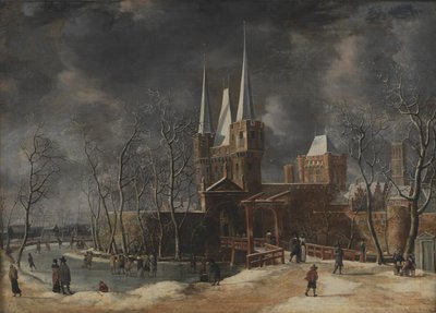 La Luttekepoort a Harderwijk in inverno da Anthonie Beerstraaten