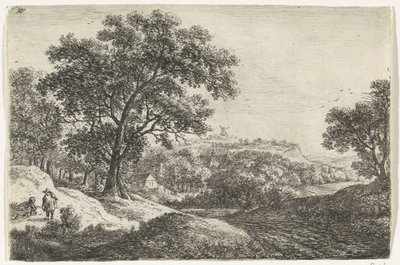 Paesaggio collinare con un villaggio (Paesaggi) da Anthonie Waterloo