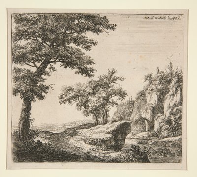 Il fiume con rive rocciose da Anthonie Waterloo
