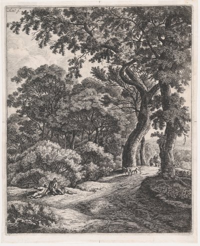 Due viaggiatori che riposano nel bosco, 17° secolo da Anthonie Waterloo