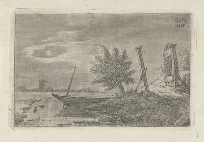 Paesaggio con barca e cancello aperto da Anthonie Willem Hendrik Nolthenius de Man