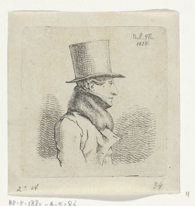 Uomo con cappello alto da Anthonie Willem Hendrik Nolthenius de Man