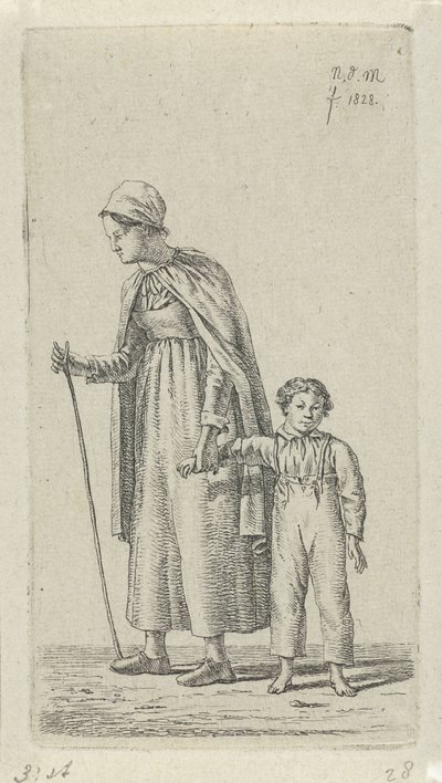 Madre con bambino in braccio, 12 Studi di statuette (titolo della serie) da Anthonie Willem Hendrik Nolthenius de Man