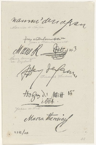 Varie facsimili di firme da Anthonie Willem Hendrik Nolthenius de Man