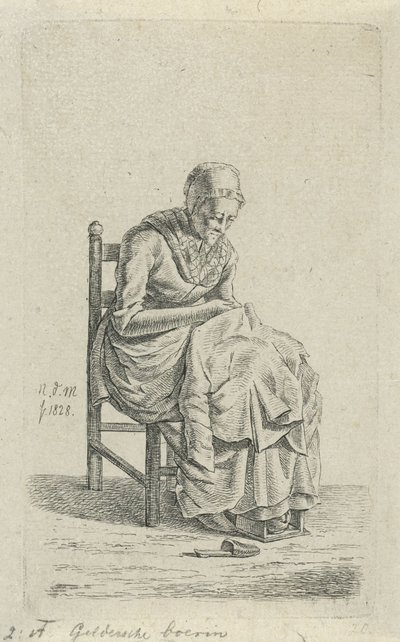 Donna che cuce su una sedia (Geldersche boerin, 12 Studi-beeldjes) da Anthonie Willem Hendrik Nolthenius de Man