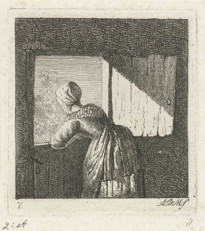 Donna appoggiata a una porta inferiore da Anthonie Willem Hendrik Nolthenius de Man