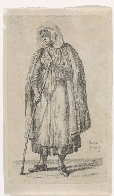 Donna con un mantello e un bastone da Anthonie Willem Hendrik Nolthenius de Man
