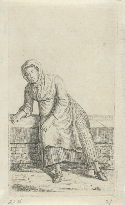 Donna seduta su un muretto da Anthonie Willem Hendrik Nolthenius de Man
