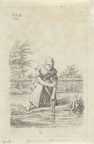 Donna che lava dalla provincia di Hainaut (serie: Contadini e contadine del Regno Unito dei Paesi Bassi) da Anthonie Willem Hendrik Nolthenius de Man